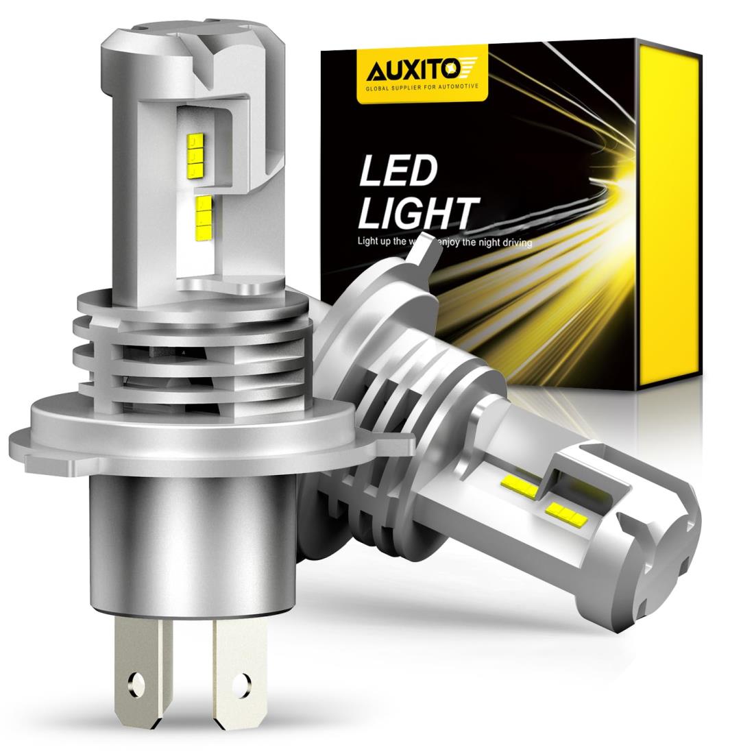 AUXITO H4 Hi/Lo LEDヘッドライト 車用 新基準車検対応 ZES LEDチップ搭載 3倍明るさUP ほぼ純正ハロゲンサイズの登場 高輝度 6500K 12V車対応(ハイブリッド車・EV車対応) 定電流回路搭載 長寿命 高速回転冷却ファン付け 放熱性抜群 静音 瞬間起動 2個入り ホワイト - M3H4