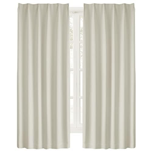 Hansleep カーテン 1級遮光 幅150cm×丈178cm 2枚組 ベージュ 断熱 防寒 防音 省エネ 厚手 無地 おしゃれ 洗える 寝室 リビング用 (ベージュ, 幅150cm×丈178cm)