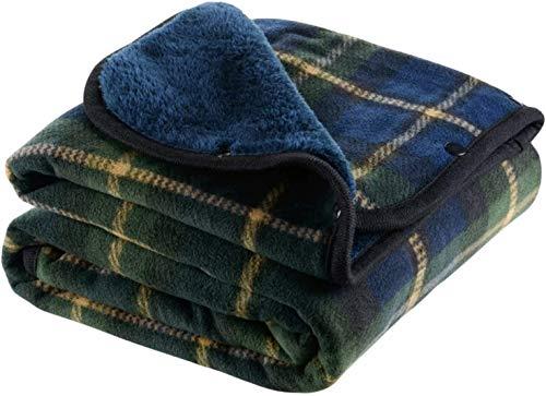 HAPGO ひざ掛け ブランケット 4way 着る毛布 ボタン付き 改良 防寒対策 あったか チェック柄 おしゃれ 吸湿保温 抗菌加工 静電気防止 洗濯可能 手触り 家·オフィス·アウトドア·車·出張 などに適用 通年使用 (グリーン)