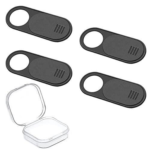 VSuRing ウェブカメラカバー pc カメラ 目隠し 盗 撮防止 0.7mm 超薄型 スムーズにスライド プライバシー保護 Webcam Cover web カメラ カバー タブレット ラップトップ スマホSamsung/iPhone/iPad/Macbook等携帯電話対応 盗 撮ハッカー防止 収納ケース付 (黒*4)