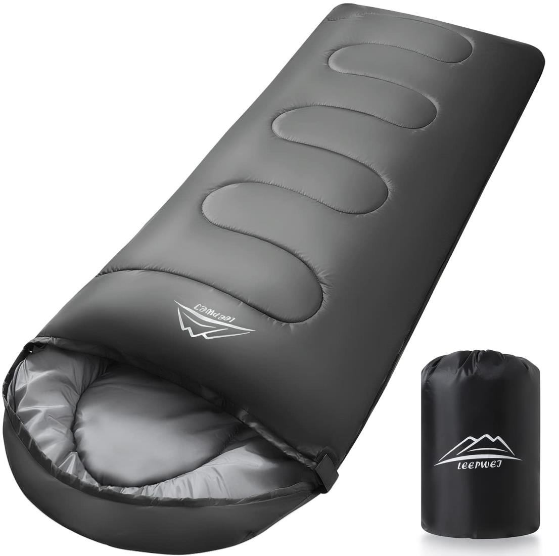 LEEPWEI 寝袋 シュラフ 封筒型 軽量 保温 耐寒 防水 コンパクト アウトドア キャンプ 登山 車中泊 防災用 丸洗い可能 快適温度 丸洗い寝袋 春用 夏用 秋用 冬用 収納袋付き（グレー 1400）