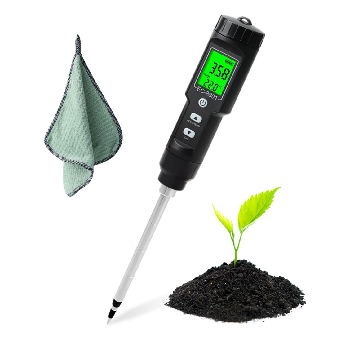 Slyfox 2 in 1 EC/温度 土壌測定器 0.00~10.00ms/cm 土壌メータ ー ECメータ ー 導電率検出器 土壌検 査 農業、花園、温室植栽、栽培など適用 日本語説明書/バックライト付き