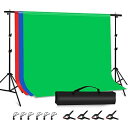 PULUZ バックペーパー 200×290cm背景布 背景スタンド2m×3m グリーンバック 背景フレームセット 撮影背景スタンド 写真撮影背景布 三脚付き グ...