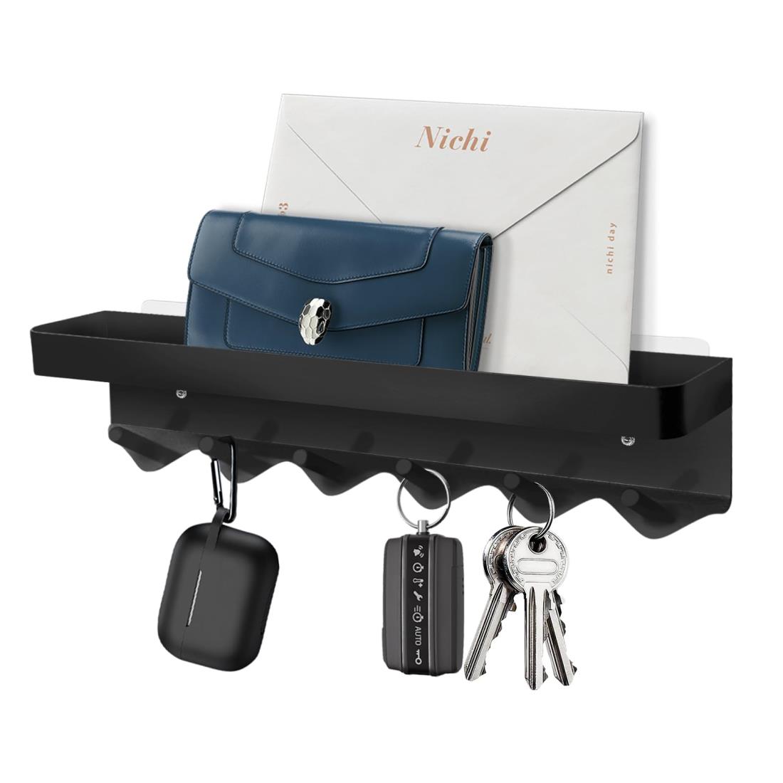 キーフック 壁掛けフック 玄関 鍵掛け キーハンガー おしゃれ 鍵置き メールオーガナイザー 賃貸 キーラック 高耐荷重 粘着 自行車の鍵/車の鍵/出かける小物（ブラック）