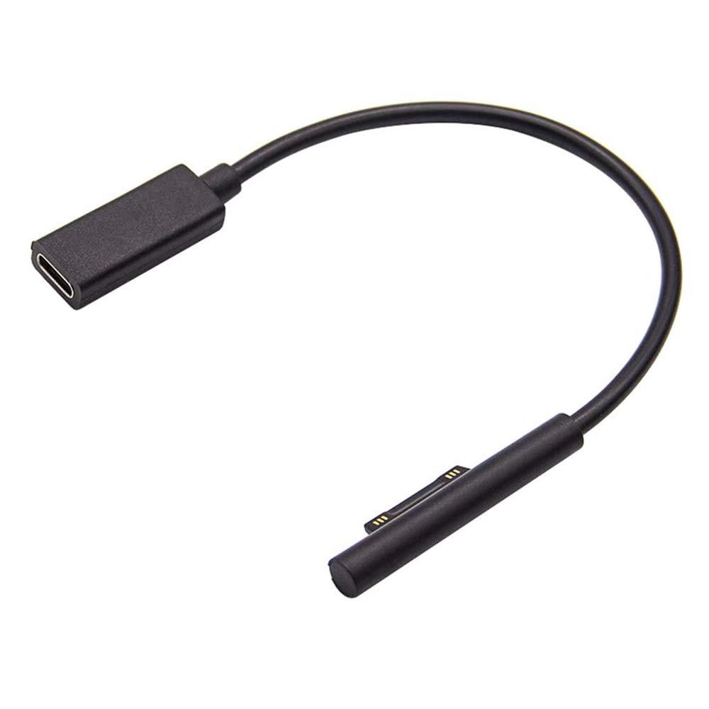 YFFSFDC Surface Connect to USB-C 充電ドングル 45w15v以上のPDアダプターまたはPD充電器が必要です マイクロ ソフト Surface Pro 7/Pro 6/Pro 5/ Pro 4/ Pro 3/ Surface Go/Surface Book 1/ Surface Book 2/ Surface Laptop 1 USB-C電源コード 0.2M ブラック