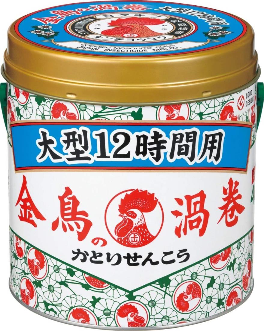 金鳥の渦巻 蚊取り 線香 大型 12時間用 40巻 缶 蚊よけ 虫除け 屋外 キャンプ アウトドア