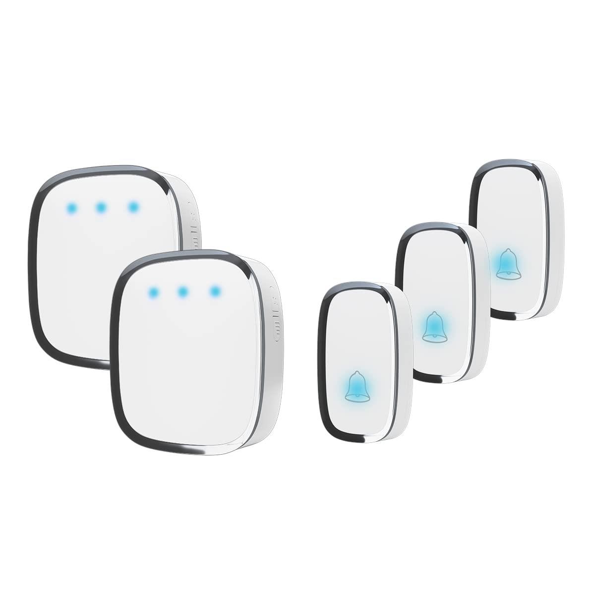 ワイヤレスチャイム 玄関チャイム インターホン 呼び出しチャイムセット 5段階音量調節 52曲選択 防水防塵 ドアベル 介護呼び鈴 最高280M無線範囲 送信機3個 受信機2個