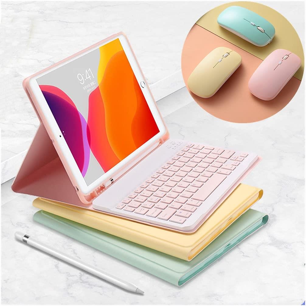 マウス付き iPad 2022 第10世代 10.9インチ キーボードケース かわいい キャンディーカラー レディース iPad 10 アイパッド 10 分離式 カラーキーボード付き カバー ペンシル収納可能 女性 人気 (ピンク)