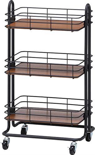 キッチンワゴン 収納ラック 3段 幅45×奥行31.5×高さ80cm ブラック スリム キャスター付き ビクター 16696
