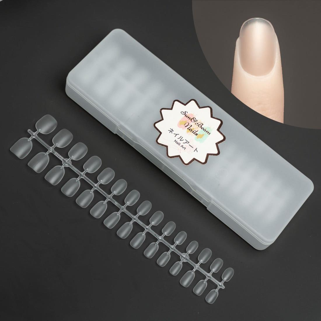 Sun&Beam Nails ネイルチップ ベリーショート ラウンド クリア 超薄 ネイル用 DIY用 自然なフィット感 つけ爪 15サイズ 240枚 収納ケース付き(短いラウンド マット)