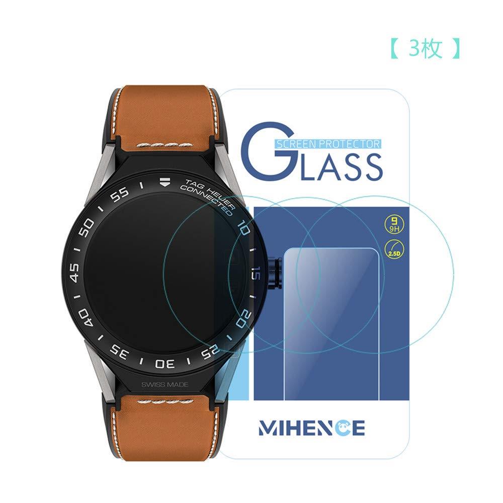 (3枚)MIHENCE Compatible with TAG Heue r Connected 腕時計 保護フィルム，MIHENCE 9H ガラス保護フィルム 対応 TAG Heue r (45mm) Smartwatch スマート腕時計 2.5Dラウンドエッジ ウォッチ指紋防止保護膜