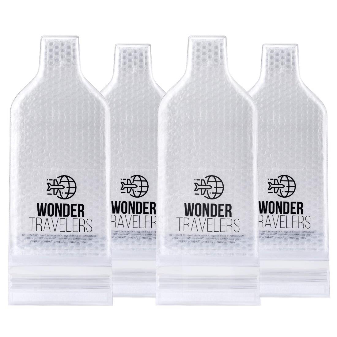 WONDER TRAVELERS ワインボトル保護バッグ 瓶を安全にオシャレに持ち運び 日本酒 ビー ル 洋酒をラッピング 4枚セット