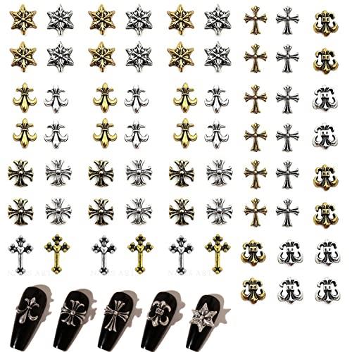 BTtime パンクネイルアートチャーム ネイルパーツ メタルパーツ 3D スタッズ デコパーツ レトロ 十字架 パンク ネイルリベット ネイルパーツ ネイルデ...