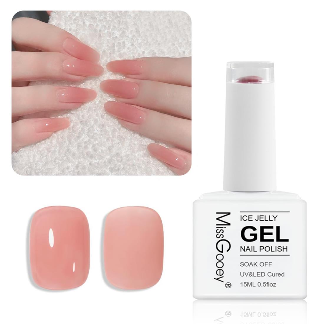 Missgooey ジェルネイル カラー 透き通る透明感 シアーカラー 単色 15ml UV/LED対応 初心者&プロ適用 ポリッシュタイプ (ヌードピンク)
