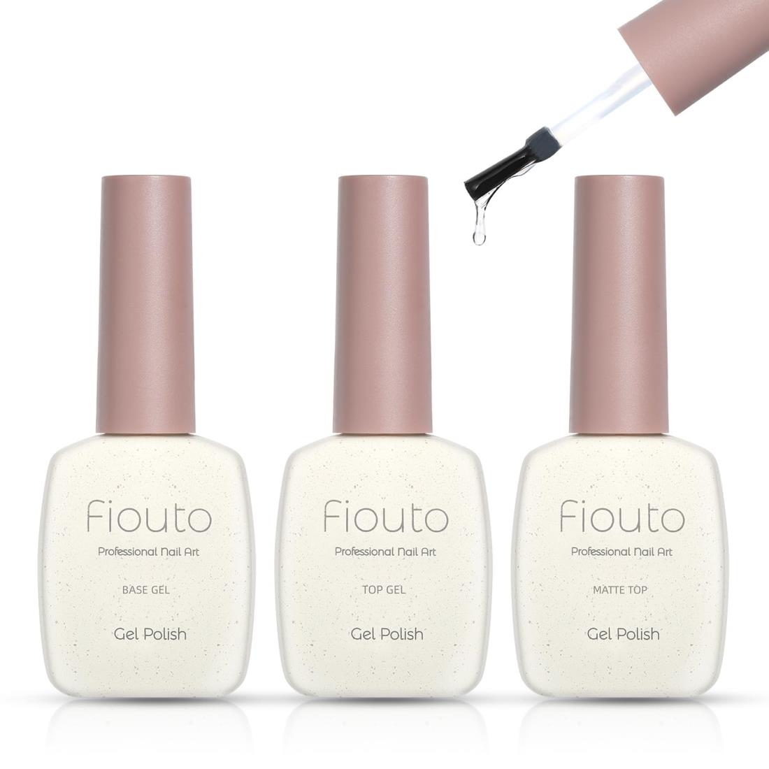 Fiouto ジェルネイル トップコート ベースコート マットトップコート15ml 3本セット ノンワイプ 拭き取り不要 大容量 速乾 ジェルネイル用 UV/LED対応 カラージェルネイル