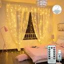 LED カーテンライト LEDイルミネーション 3M*3M 300枚LED USB式 LEDストリングスライト フック10個付き リモコン付属 8種類照明モード...