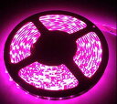 短色 LEDテープライト● 24V 高輝度 5M 300連 防水IP65 切断可能 白ベース/LED 強力粘着両面テープ 正面発光 SMD 5050 (ピンク)