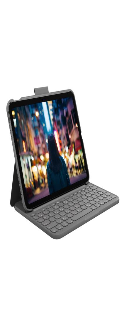 ロジクール Logicool iPad 10.9インチ 第10世代 対応 キーボード付きケース Slim Folio iK1060GRA ワイヤレス Bluetooth キーボード 一体型 ケース オックスフォードグレー