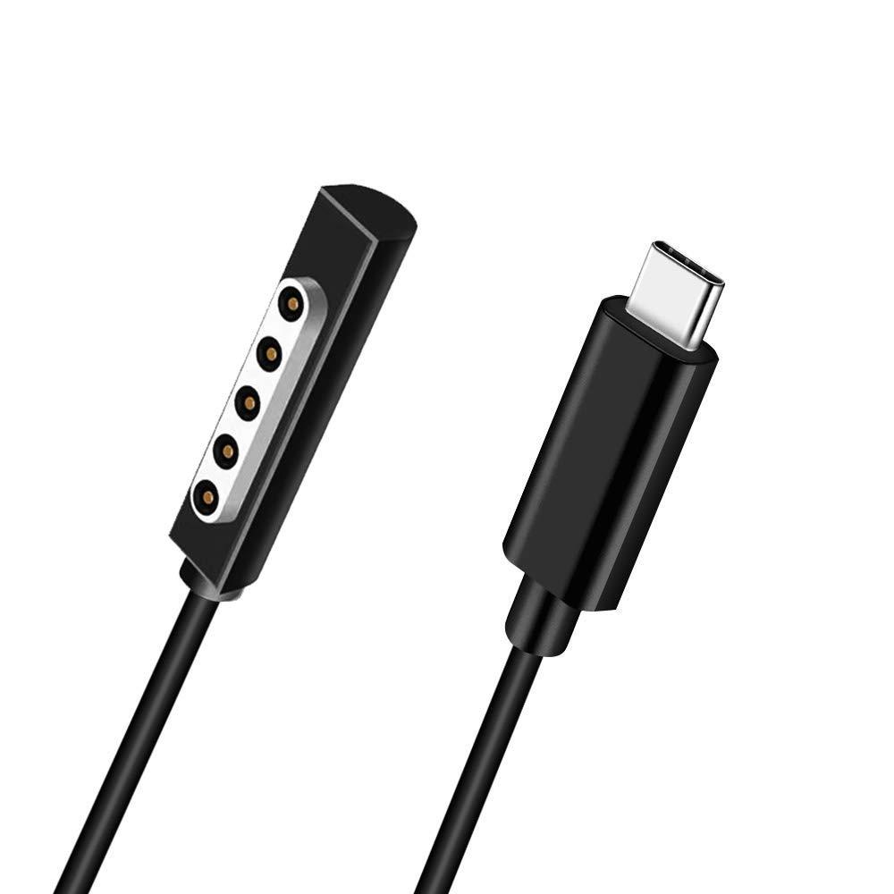 BOLWEO Surface Pro 2 USB-C充電ケーブル 12V 15V PD充電対応 type C マイクロ ソフト Surface Pro 2 Surface Pro 1 Surface RT 対応 USB-C充電 1.5M (黒)