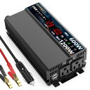 ROARBATT インバーター 正弦波 12v 100v 600W 瞬間出力1200W DC12V(直流)をAC100V(交流)に変換 カーインバーター 2.4AUSB MAX3.4A ポート、ACコンセント電源2口 家庭緊急用電源 車中泊グッズ アウトドア 自動車 キャンピングカー用品