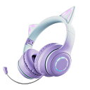 Bluetooth5.1 猫耳ヘッドホン ねこみみヘッドセット ヘッドフォン LED付き キラキラ 虹色変換 Bluetooth 5.1ワイヤレス マイク付き ...
