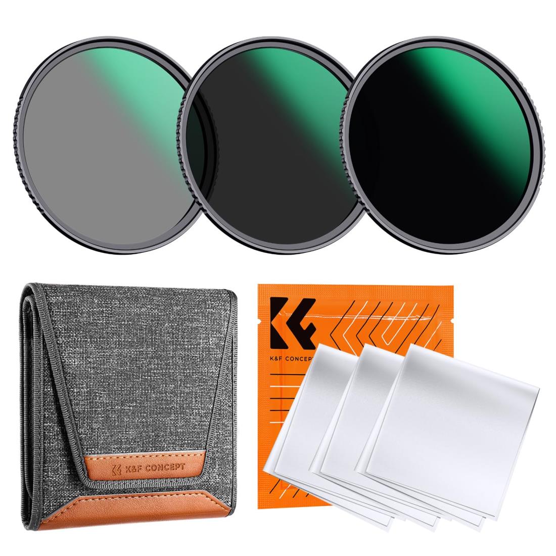 K＆F Concept 67mm NDフィルターセット ND8+ND64+ND1000 減光量調整 減光フィルター AGC光学ガラス 低反射率 24層ナノコーティング 薄枠 撥水撥油防汚 フィルターケース付き 風景撮影に最適（NANO-D シリーズ）