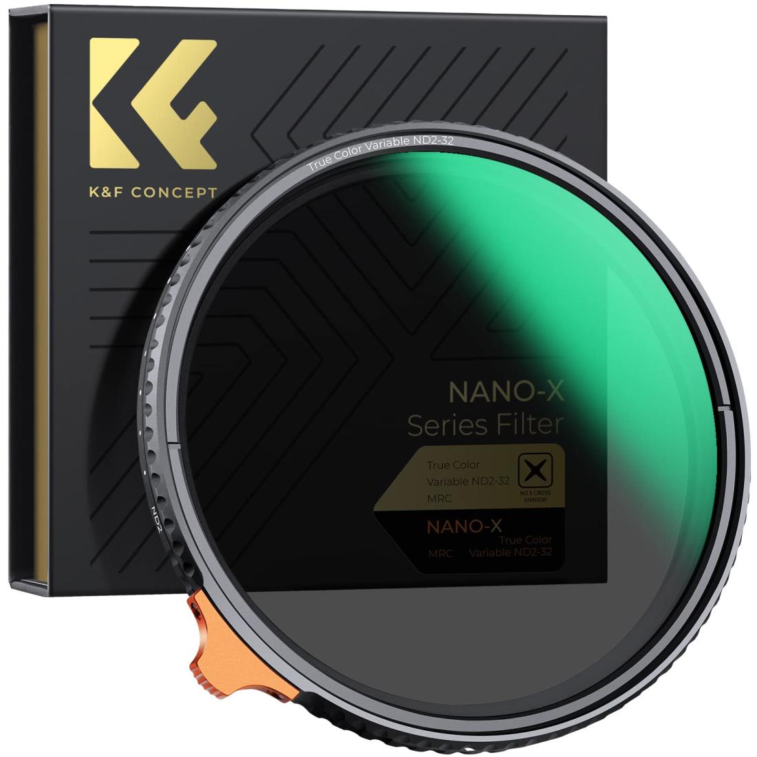 K＆F Concept 82mm 可変NDフィルター ND2-ND32 TRUE COLOR 黄色被り解消可能 両面28層コーティング 光学ガラス 撥水撥油キズ防止 フィルターケース付き （NANO-Xシリーズ）
