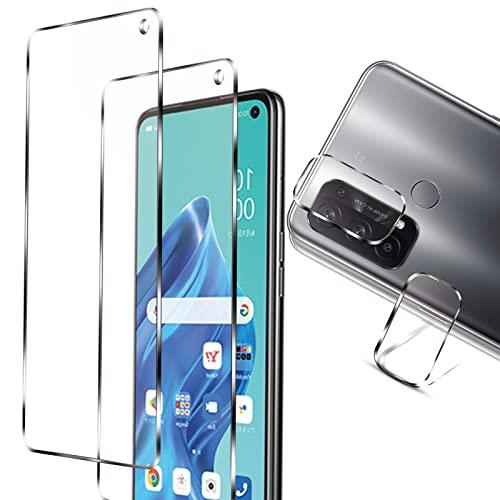 【2+2枚セット】 OPPO Reno5 A フィルム + oppo reno5 a カメラフィルム 硬度9h 飛散防止 おっぽ スマホ reno5 a ガラスフィルム 指紋防止 高透過率 貼り付け簡単 気泡ゼロ oppo reno5 a ガラスフィルム + レンズフィルム