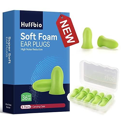 HUFFBIO革命的な耳栓 睡眠用、ソフトフォーム、5ペア、-36dB、 2023新しいノイズキャンセリングデザイン、スーパーソフト&再利用可能、深い睡眠、いびきを遮断、旅行、コンサート、勉強、仕事用 (ライトグリーン)