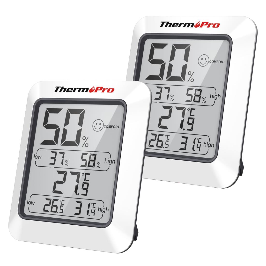 ThermoProサーモプロ 湿度計 デジタル温湿度計 顔マーク 室内温度計湿度計 小型 最高最低温湿度表示2パック TP50