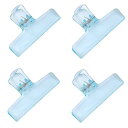 4個入 目玉クリップ ブッククリップ プラスチック製 おしゃれ 固定クリップ 事務用品 学生用品 文房具 食品保存 書類挟む用 クリップ ブルー(3)