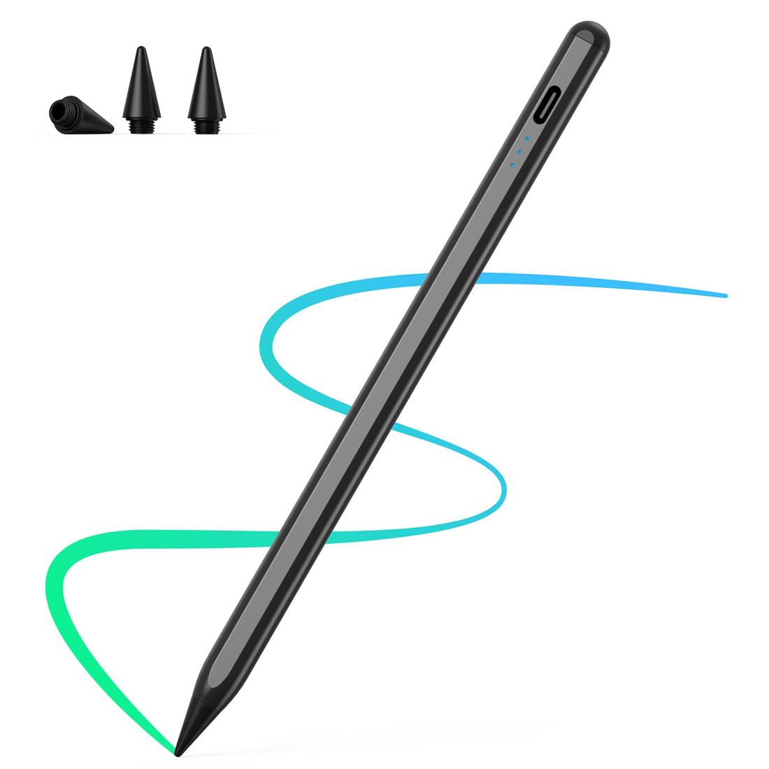 【2023年新登場 Type-C急速充電】 AiSFUL タッチペン iPad対応 極細 超高感度 apple pencil スタイラスペン ペンシル 誤作動防止/自動オフ/磁気吸着機能対応 イラスト ゲーム 2018年以降iPad/iPad Pro/iPad air/iPad mini/iPad 第9世代/第10世代対応 USB充電式 ブラック