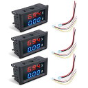 サムコス デジタル電圧計電流計 3個セット LEDパネル取付け型 10A DC0-100V 逆接続保護 高精度 0.1V 0.01A リード線付き