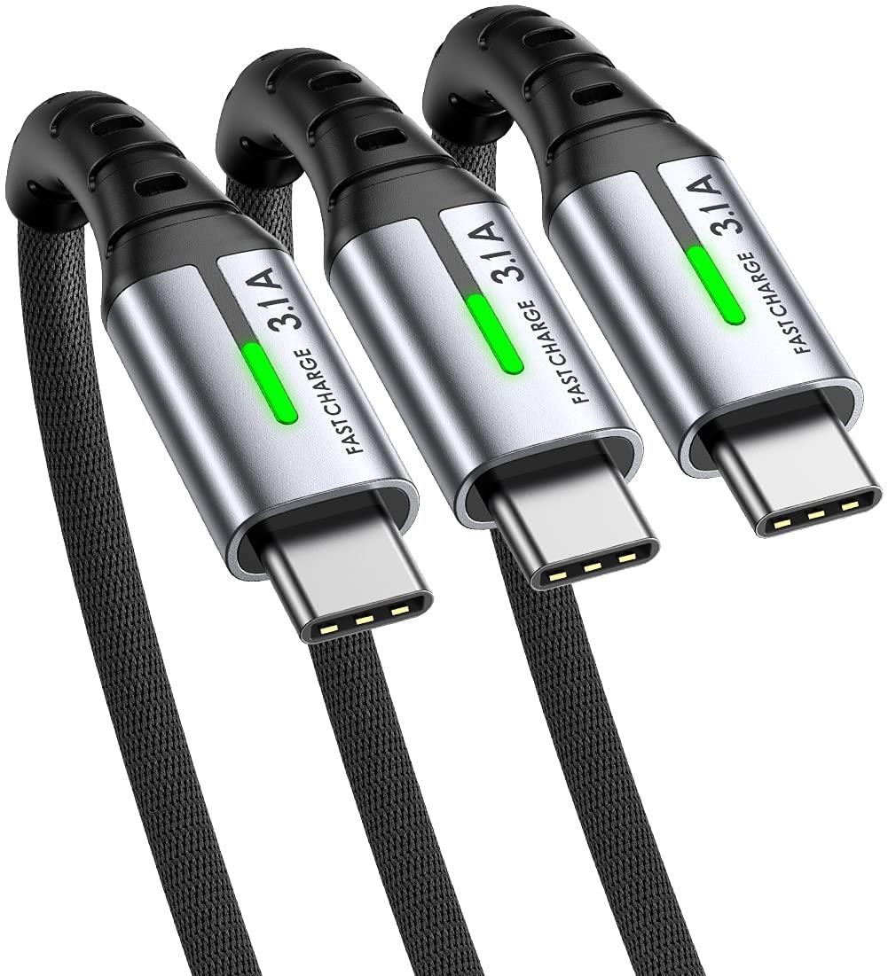 INIU USB C ケーブル (3本セット 0.5m+2m+2m) USB-A ＆ USB-C QC 対応 3.1A 急速充電 超高耐久 高速データ転送 高耐久ナイロン編み タイプC 充電ケーブル iPhone 15 Pro Max Plus MacBook Air iPad Mini Samsung Galaxy Sony Google Pixel Xperia等Type-C機種対応