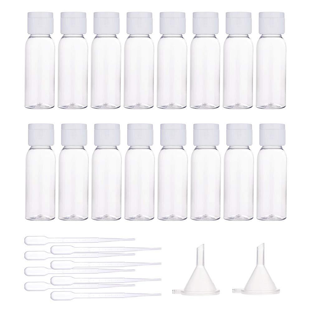 BENECREAT 20個セット30mlワンタッチボトル 2個漏斗と10本スポイト付き プラスチックボトル 空ボトル 化粧水 精油小分け 詰め替えボトル 旅行用