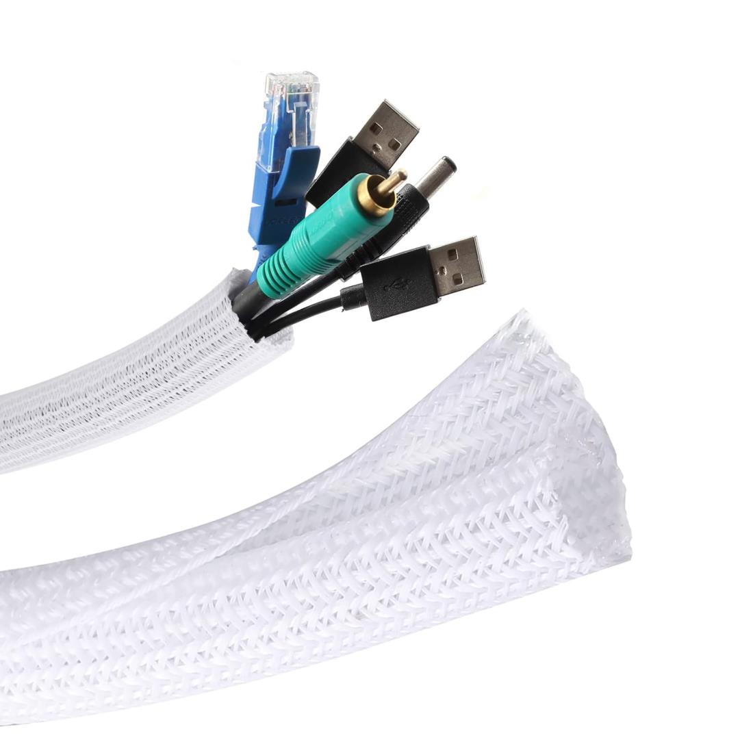 編組ケーブルスリーブ ケーブル収納スリーブ 全長約3M 内径約13mm 編組ケーブルカバー ケーブル 保護ス..