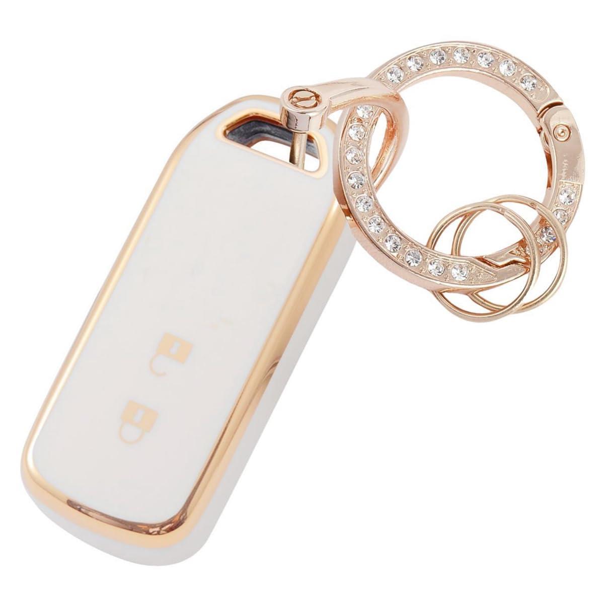 [YANMW] N-BOXキーケース適合ホンダ NBOXキーカバー N-BOX N-ONE N-WGN N-ワゴンNBOXカスタム N-VAN JF1 JF2 JF3 JF4キーホルダー スマートキーケース2ボタン (キラキラ 、ホワイト)