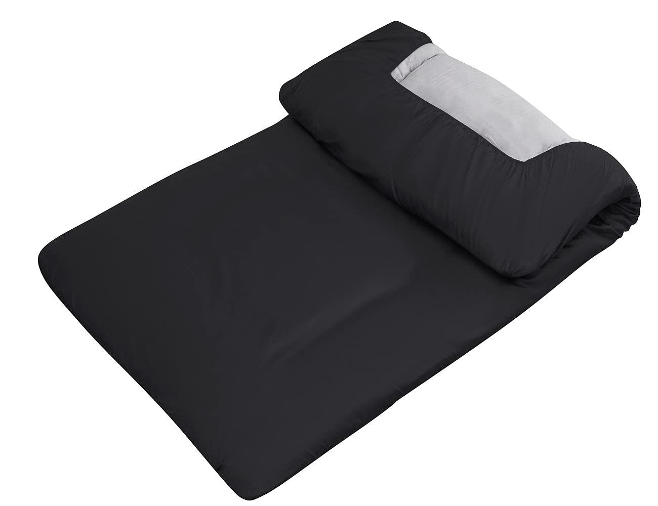 敷布団カバー シングル 綿100 ブラック ワンタッチシーツ 無地 敷きシーツ 防ダニ 通気吸湿 フィットシーツ 平織り