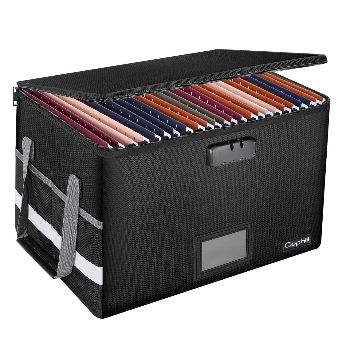 Caphill 収納ボックス 耐火 文書保存箱 鍵付き 防水 防災用品 収納箱 書類保管ケース ファイルボックス..