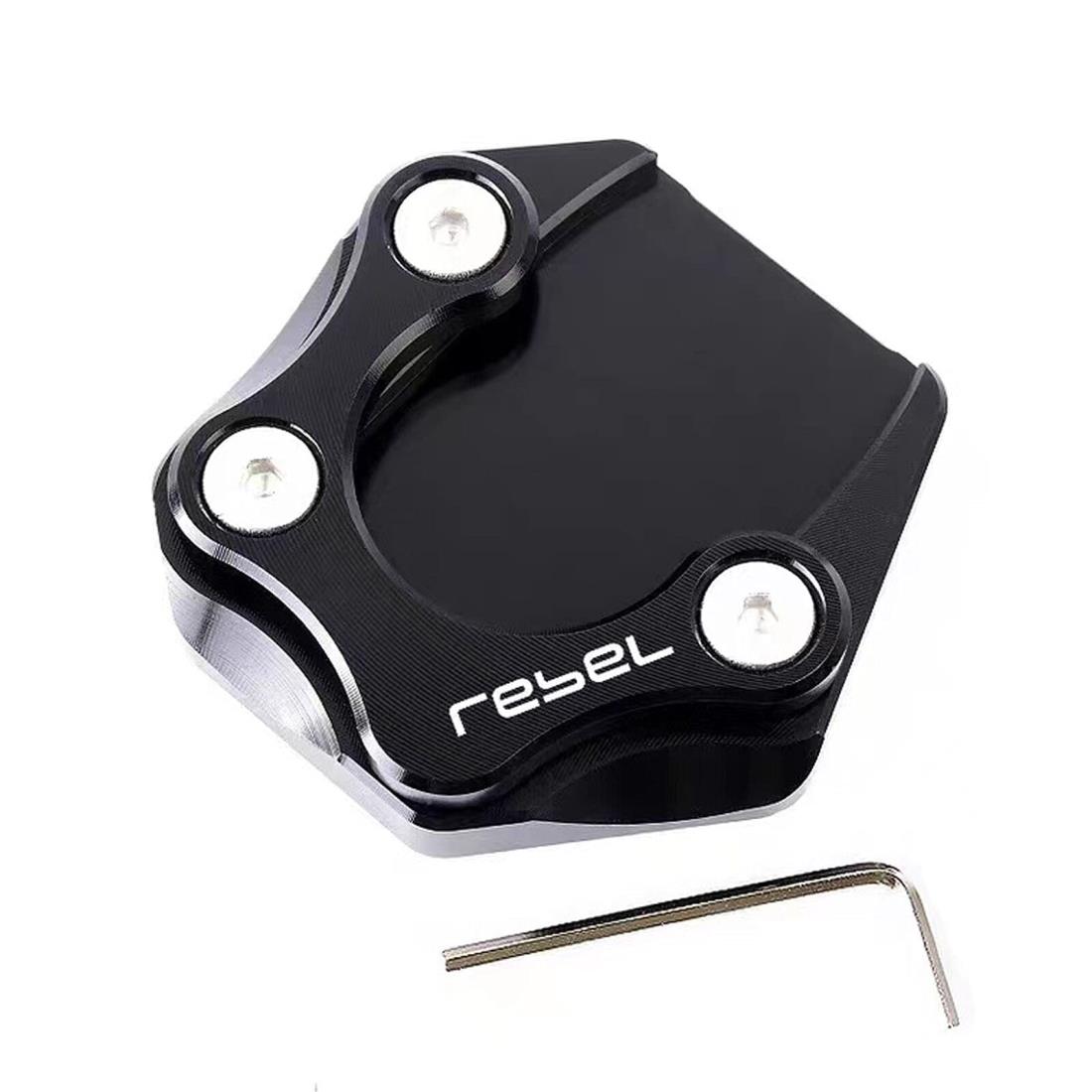 ホンダ レブル 500 rebel300/250 2017 2018 2019 2020 2021 2022 に適用 サイドスタンド キックスタンド プレート パッド エンド ワイドタイプ 沈込防止 （ブラック）