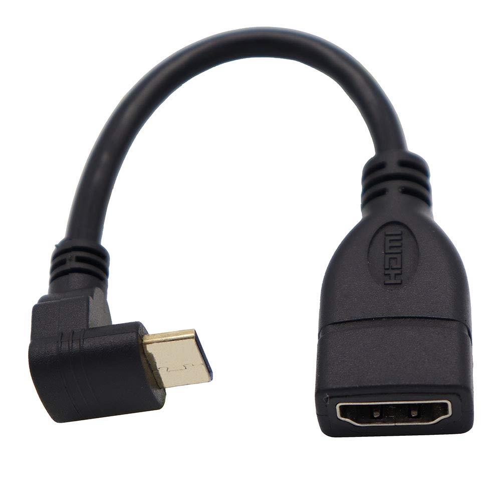 ViViSun【JCT請求書発行可能】ハイスピードmini HDMI(オス)to HDMI(メス)変換ケーブル HDMIタイプAメス-HDMIタイプC(mini)オス 90°L型 金メッキコネクタ搭載 高速データ伝送 (上L)