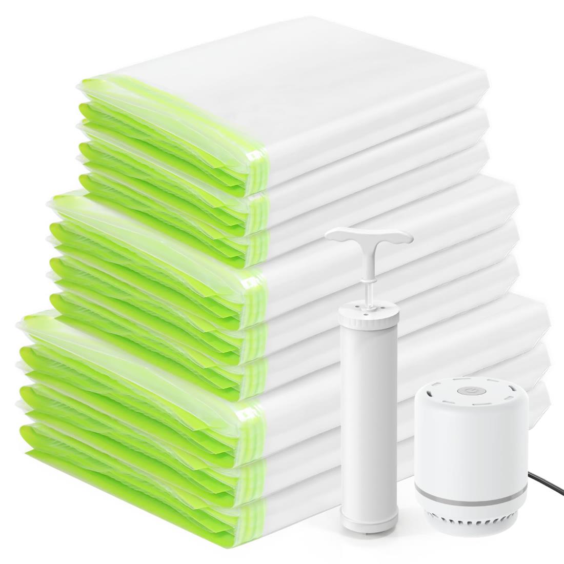 Umimile 布団圧縮袋 圧縮袋 布団 9枚組【M×3枚+L×3枚+LL×3枚】 ふとん圧縮袋 電動ポンプ付き 防塵防湿 ..