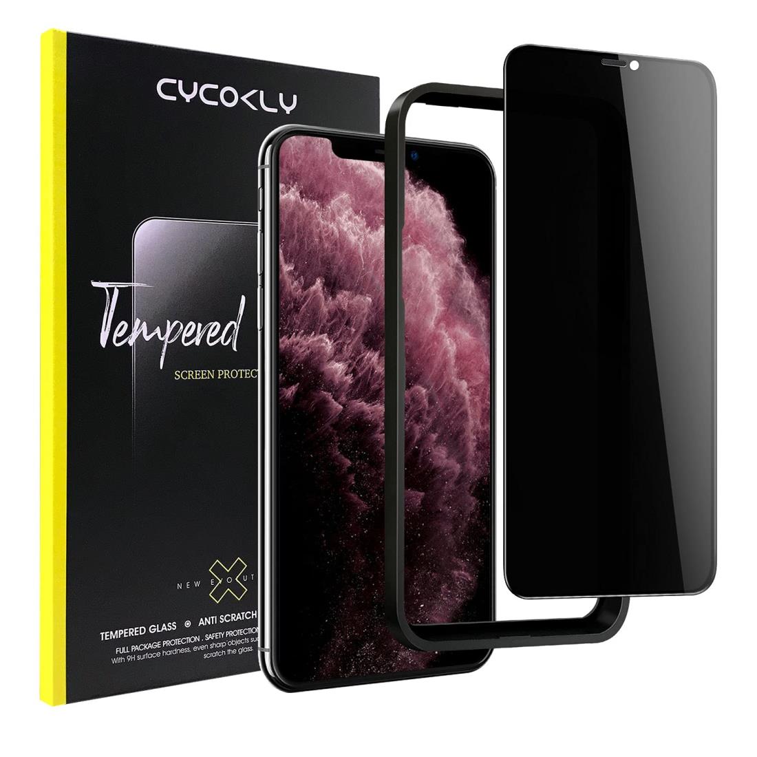 i Phone 11用/(i) Phone XR用 ガラスフィルム 覗き見防止 【25° プライバシー保護】 CYCOKLY 3D全面保護 日本製素材旭硝子製 防塵 硬度9H 指紋防止 高速自動吸着 気泡防止