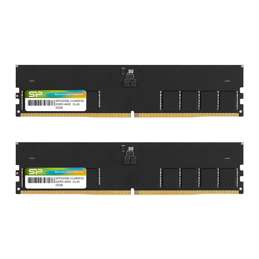 シリコンパワー DDR5 64GB (2x32GB) 4800MHz (PC5-38400) 288ピン CL40 1.1V UDIMM Non-ECC デスクトップ RAM コンピューター メモリ SP064GBLVU480F22
