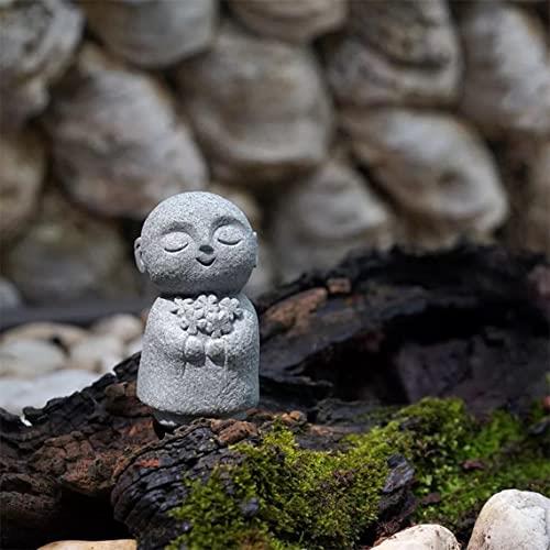 RemeeHi お地蔵さんセット癒し可愛い小型置物祈りお地蔵様おじぞうさま守り神みかげ石 幸せ願い縁の良いおきもお かわいい御影石 神仏像 (手の花)