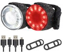 自転車用ライト USB充電式 前后 レッド ホワイト 2個セット防水 LED自転車用ライト 6つの照明モード 警告灯 マウンテンバイク ロードバイク 登山 夜釣...