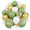 バルーン グリーン ホワイト ゴールド 20個 風船 緑 白 金 豪華セット 誕生日 飾り付け 金 緑 白 ラテックス風船 紙吹雪風船 バースデーパーティー 結...