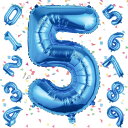 EXGOX 数字 バルーン 大きい ブルー 誕生日 ナンバー 5アルミ風船 32インチ ハッピーバースデー パーティー 入学 卒業式 記念日 お祝い 飾り付け