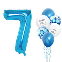 誕生日 飾り 数字 バルーン 7歲 誕生日 バルーン ナンバー 大きい 90cm飾り付け バースデー 数字 風船 ハッピー 装飾 紙吹雪 サプライズ お祝い イベント happy birthday セット ブルー
