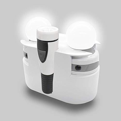 [山善] 防災灯 (懐中電灯 + ランタン2コ) 【防災士監修】 固定土台 着脱可能 フックハンドル付き 予備..